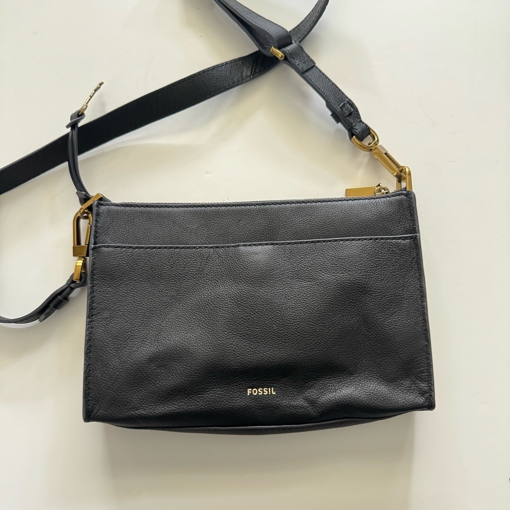 New Fossil Kiera Black Leather Crossbody Bag - Picture 8 of 10